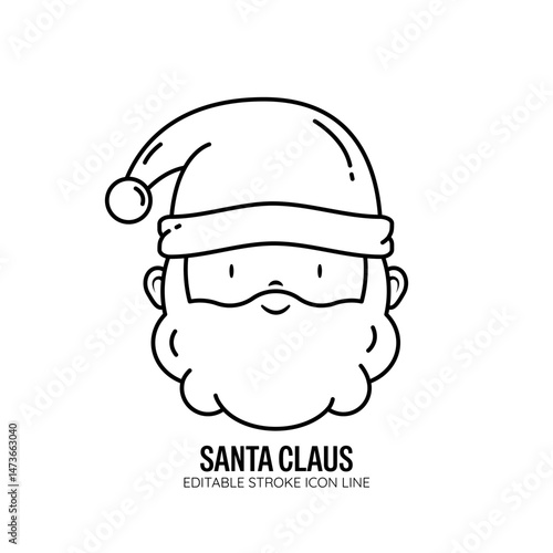 Santa Claus Icon with White Background Flat Design Vector Illustration
