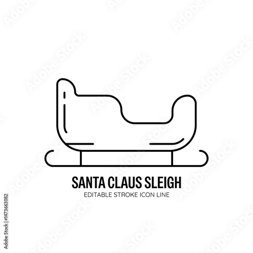 Santa Claus Sleigh Icon with White Background Flat Design Vector Illustration