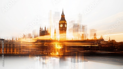 Stunning Double Exposure of London's Skyline Featuring Big Ben and Urban Elements