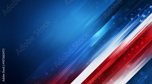 Patriotic American Flag Background with Dynamic Red White Blue Stripes and Stars