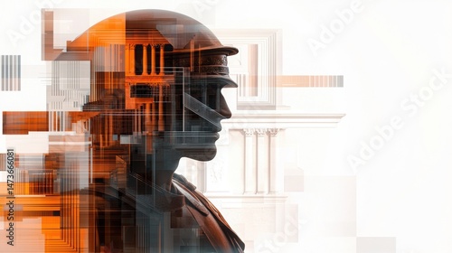 Double Exposure of Rome Street View with Abstract Elements and High Fidelity Detail