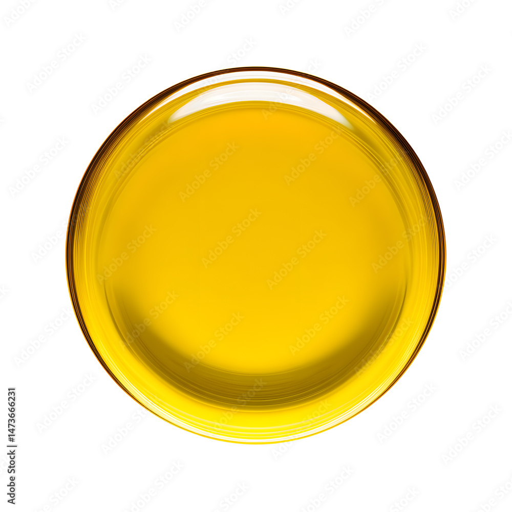 Circular droplet yellow oily liquid isolated on white background Circular droplet yellow oily liquid isolated on white background