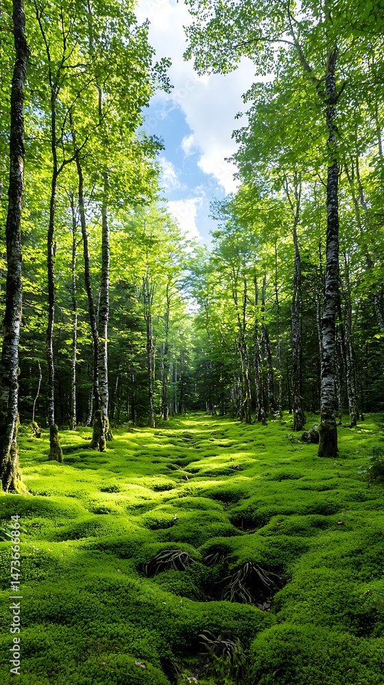 Obraz premium Forest Path Sunlight Moss