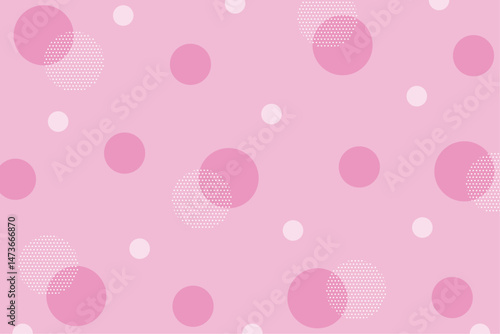 かわいい水玉模様の背景イラスト　ピンク