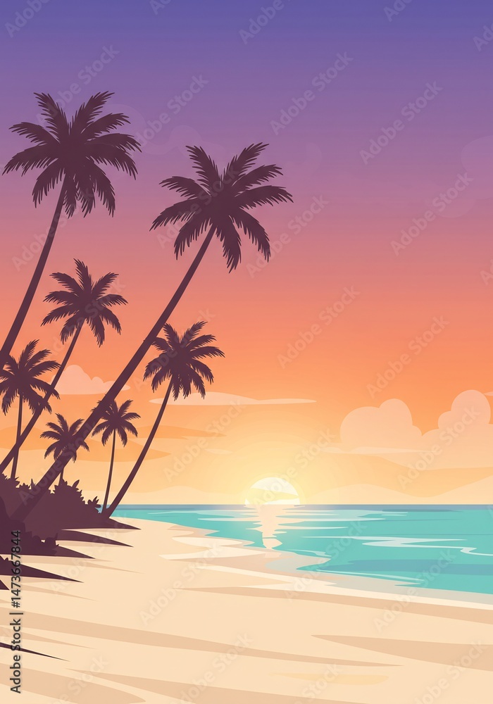 Pixel Art Tropical Sunset Beach Landscape Pixel Art Tropical Sunset Beach Landscape