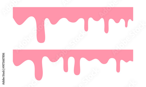 melting and splashing shiny pink liquid over white background with copy space. bakery background. pink fluid background.