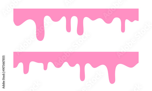 melting and splashing shiny pink liquid over white background with copy space. bakery background. pink fluid background.