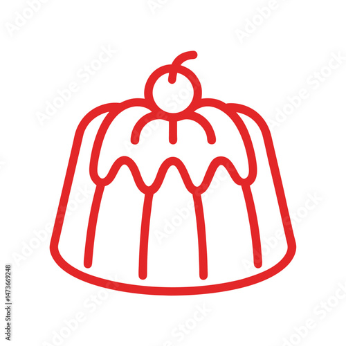 Jelly Dessert Icon Line Art in White Background