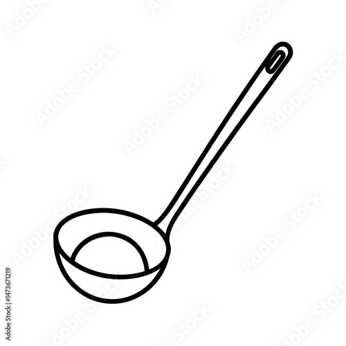 Ladle Cooking Utensil Icon Line Art in White Background