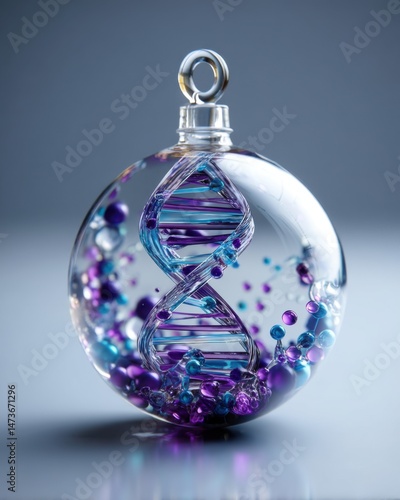 Glass Ornament with DNA Helix and Glitter