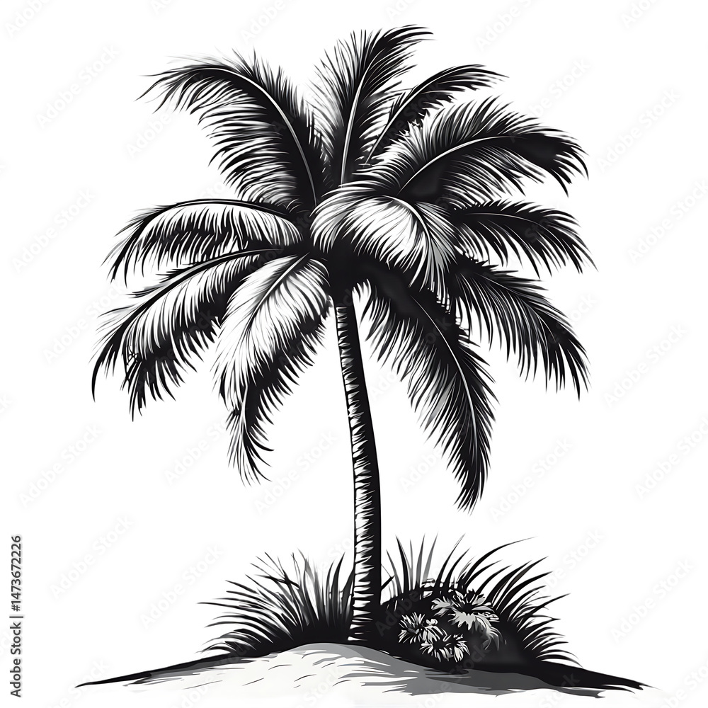 Obraz premium Palm tree artistic calm render isolated on transparent background