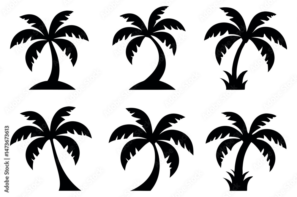 Fototapeta premium Palm Tree Silhouettes Vector Pack