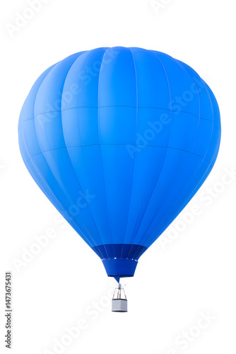 Floated blue Hot-air balloon isolated on white background	