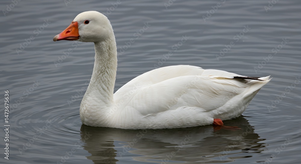 Fototapeta premium Swan Swimming Peacefully on the Water Surface