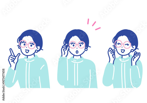 ポジティブなポーズをとる女性のイラスト素材