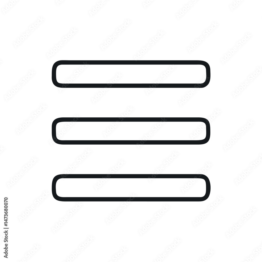 Menu Button Icon Line Art in White Background Menu Button Icon Line Art in White Background