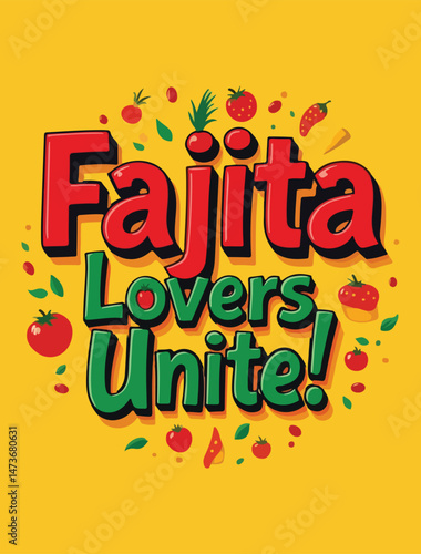 Minimalist National Fajita Day Vector Design Featuring Geometric Shapes, Bold Typography, and Solid Colors to Celebrate Mexican Cuisine and Fajita Ingredients