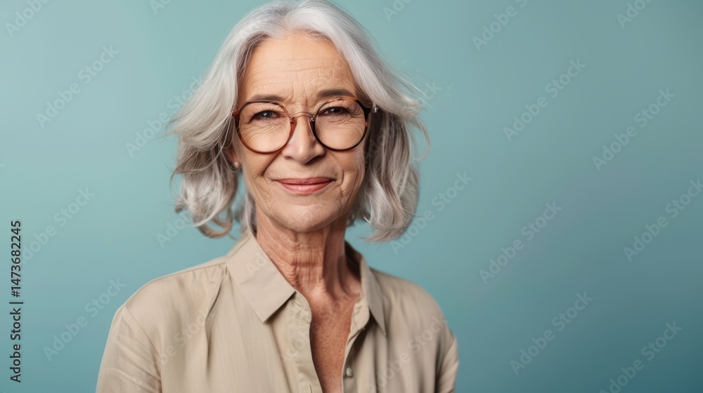 The elderly woman with glasses The elderly woman with glasses