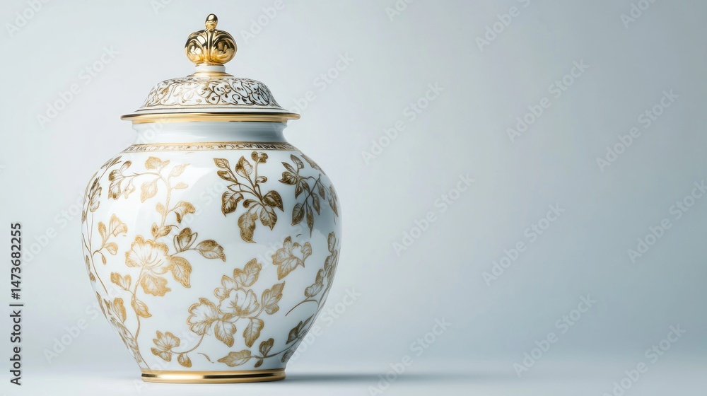 Ornate porcelain vase with gold detailing Ornate porcelain vase with gold detailing