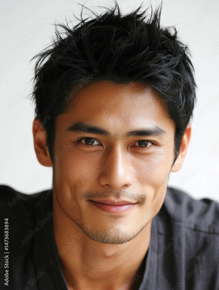 Portrait of a Young Southeast Asian Man, Confident Male Face on Isolated Background for Diversity and Culture Concepts
