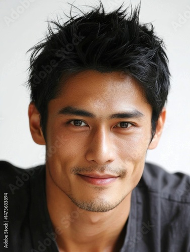 Obraz na płótnie Portrait of a Young Southeast Asian Man, Confident Male Face on Isolated Background for Diversity and Culture Concepts w salonie