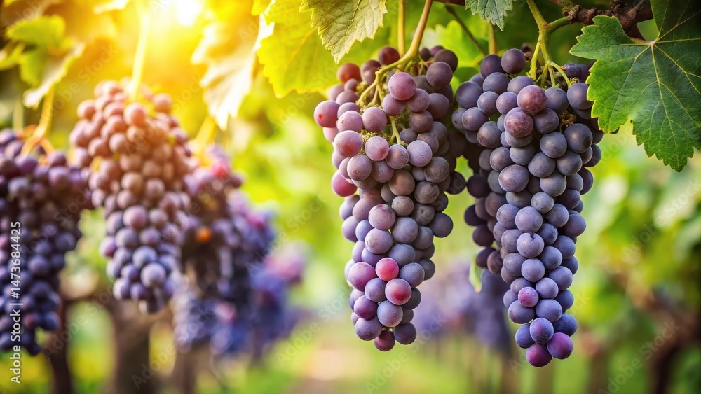 custom made wallpaper toronto digitalMature grape clusters with deep purple fruits hanging from a rustic vineyard branch in a lush green foliage background