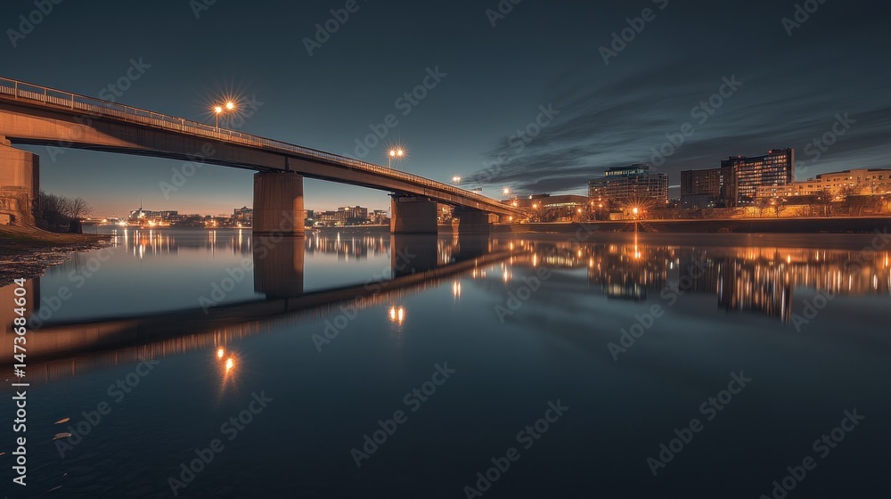 Fototapeta premium City bridge over river at twilight
