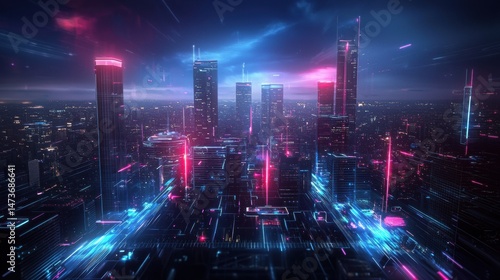 Captivating Cyberpunk Cityscape of Berlin with Glowing Lights and High Fidelity Details