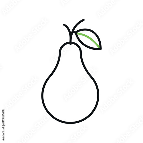 Pear Fruit Vegetable Icon Line Art in White Background