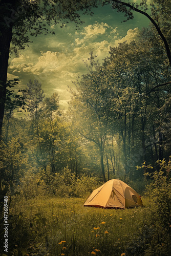 camping in the forest