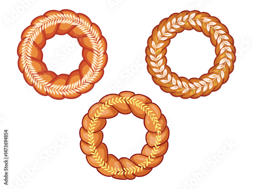 vector illustration of a Rosca (Sweet or Savory Braided Bread)