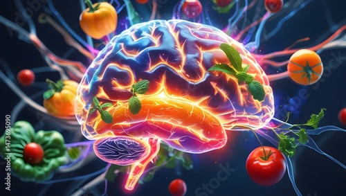Brain health nutrition concept for mental wellness and cognitive function