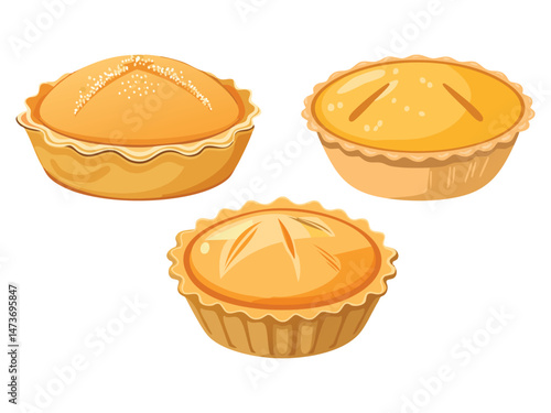 vector illustration of an Empadão (Brazilian Savory Pie Filled with Chicken, Shrimp, or Vegetables)