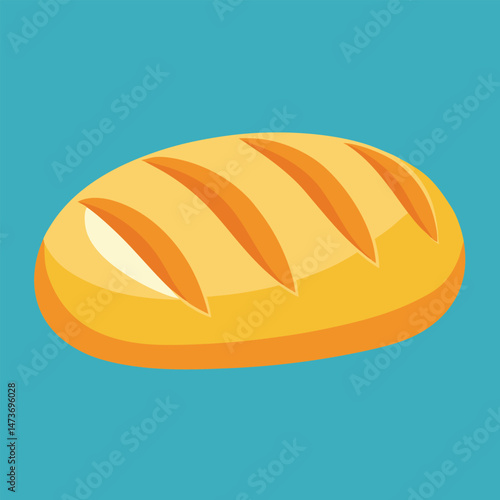 Delicious brown loaf of bread illustration, a bakery vector food icon