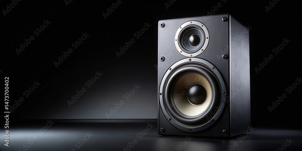 Audio Speaker on Black Background, modern electronics , speaker on black Audio Speaker on Black Background, modern electronics , speaker on black