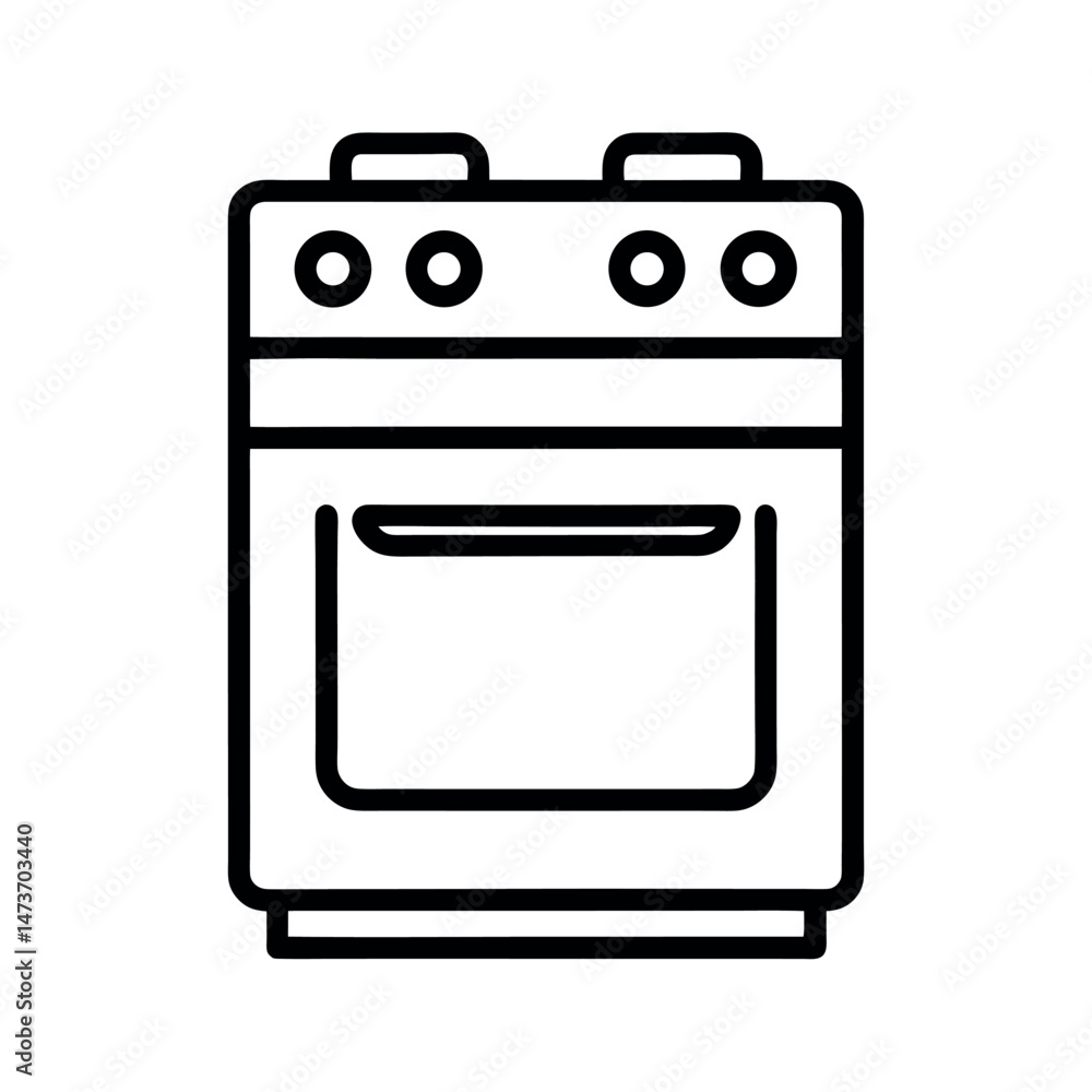 Stove Cooking Appliance Icon Line Art on White Background for Cooking Stove Cooking Appliance Icon Line Art on White Background for Cooking