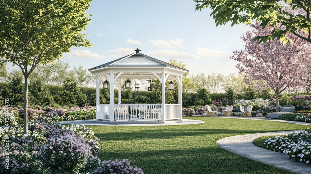 Obraz premium Tranquil Gazebo Garden Retreat