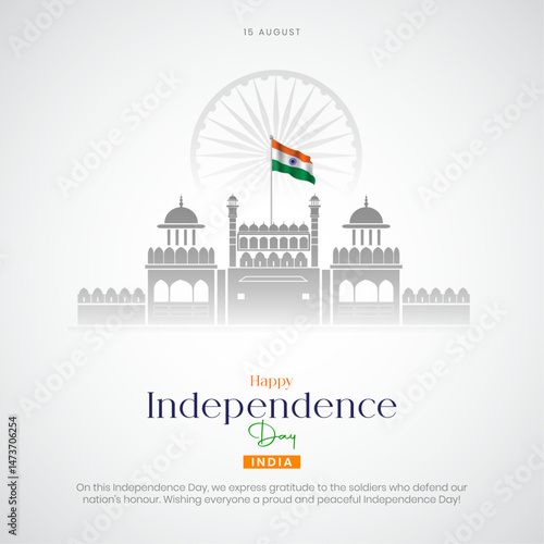 Happy Independence Day India Social Media Post and Creative. 15 August- Independence Day of India Celebration Greeting Card with Text.