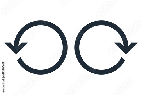 Go back. Go forward. Undo, apply. A set of round buttons, arrows.Vector linear icon isolated on white background.