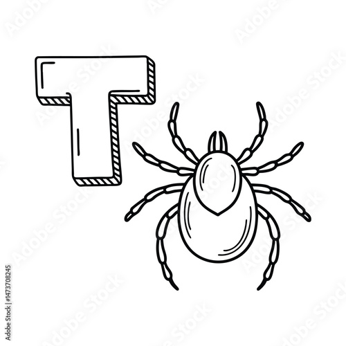 An illustration of letter T stands for Tick