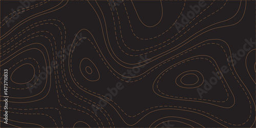 "Create a seamless dark topographic background with fine, contour-style elevation lines in a warm copper or bronze hue. The pattern should feature organic, flowing curves and concentric shapes, evokin