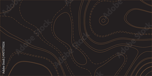 "Create a seamless dark topographic background with fine, contour-style elevation lines in a warm copper or bronze hue. The pattern should feature organic, flowing curves and concentric shapes, evokin