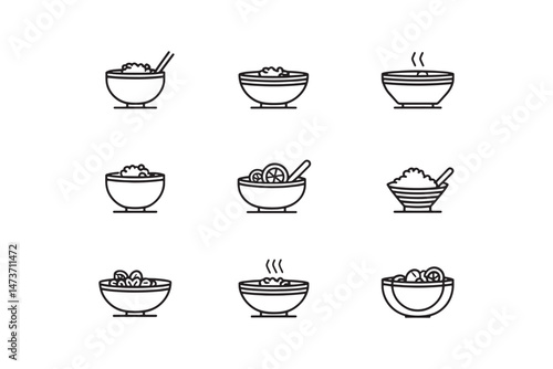 Porridge Bowl Minimalist Icon Vector
