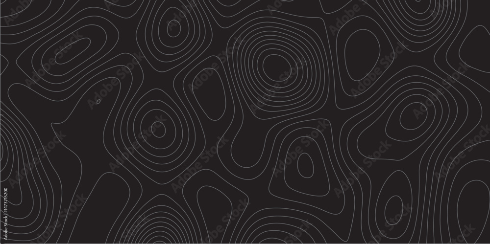 Obraz premium Abstract white on black background Topographic line map pattern. Contour elevation topographic and textured Background Modern design with black background with topographic wavy patted.