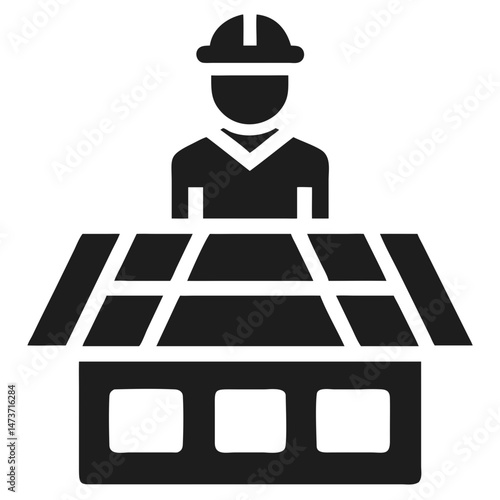 Technician installing solar panels on a roof promoting green energy and sustainability