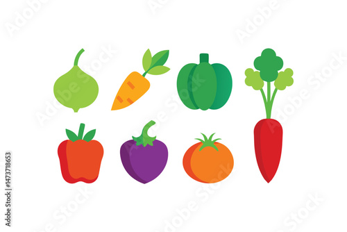 set of vegetables isolated on white