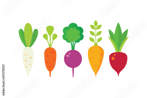 set of vegetables isolated on white