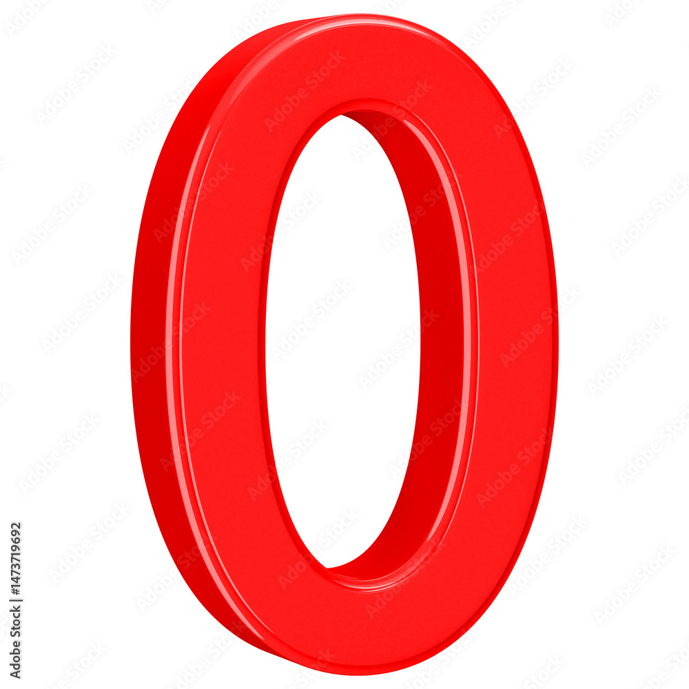 3D Red Number 0 3D Red Number 0
