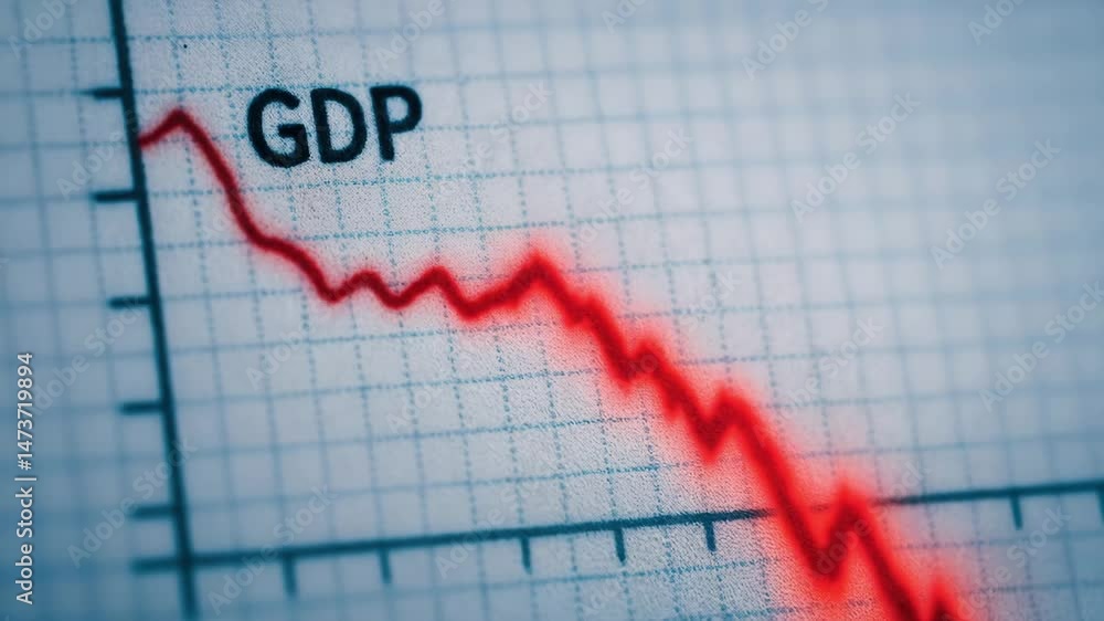 Economic depression with declining GDP graph line showing financial downturn, business challenges, and market decline impacting economy trends Economic depression with declining GDP graph line showing financial downturn, business challenges, and market decline impacting economy trends