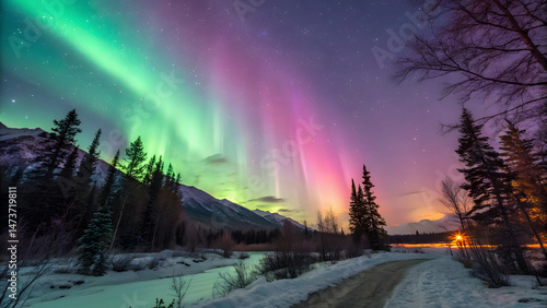 Wallpaper Mural light holds the secrets of time and color is the language of magic, a mysterious pathway of shimmering particles appears under the twilight sky. Torontodigital.ca